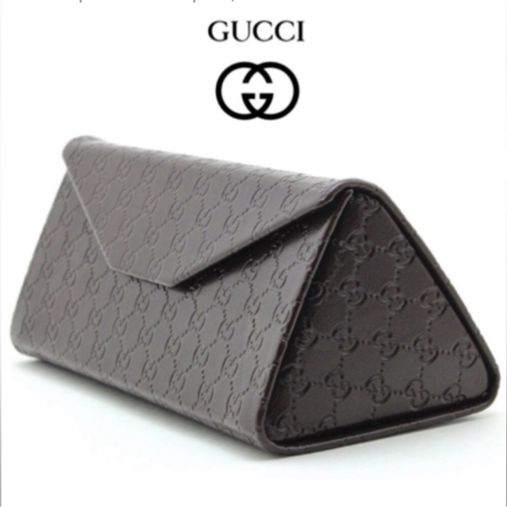 Gucci Rich Brown Embossed Sunglass Case